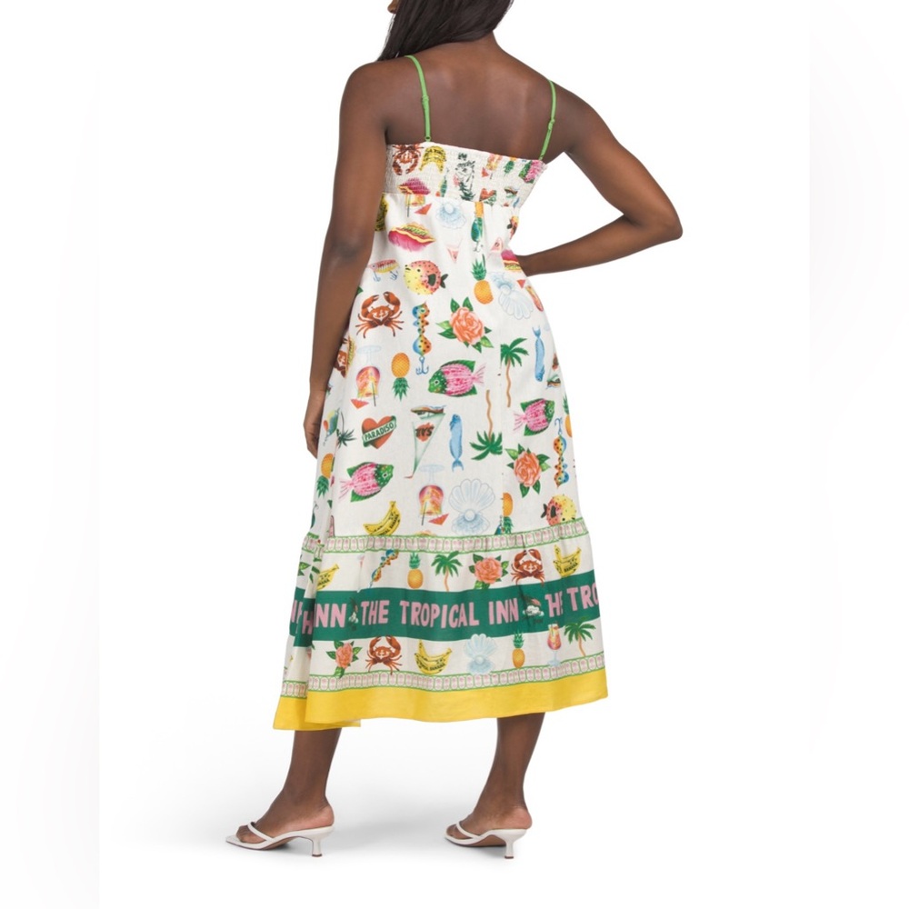MAISON D'AMELIE – Tropical Print Linen Blend Sleeveless Printed Maxi Dress - Picture 2 of 2